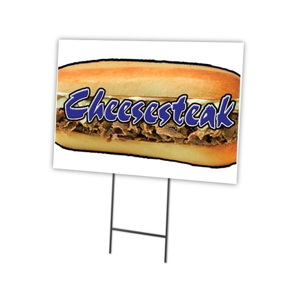 Cheesestake Yard Sign & Stake outdoor plastic coroplast window, C-1216 Cheesestake
